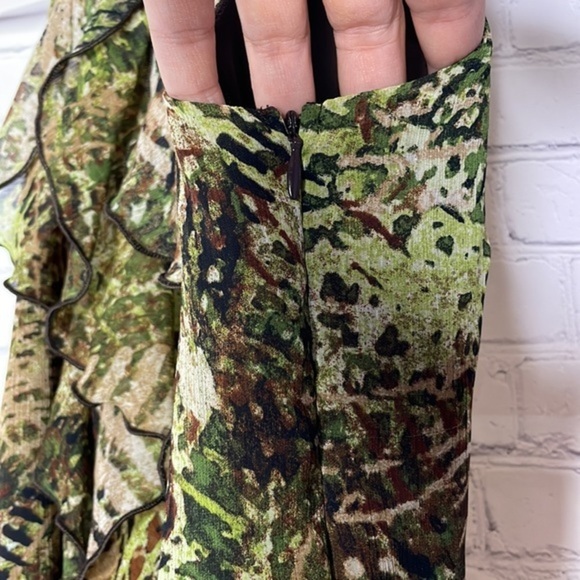 BCX Chiffon Camo Camouflage Sleeveless Summer Halter Top w Front Ruffles Size S - Picture 4 of 12